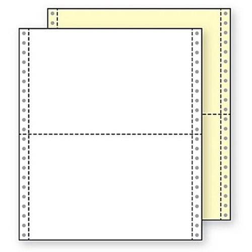 Continuous Computer Paper, Premium Carbonless, L&R Perf. White/Canary, 9-1/2" x 5-1/2", 2/15# Part/Weight., 3200 Qty/Ctn, Stocking Code P