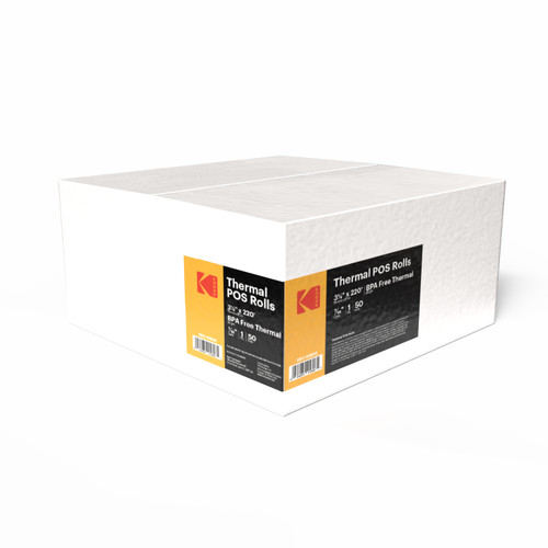 Kodak Receipt Rolls, 3-1/8" x 220', 48 Gram Weight, BPA Free, Grade A, Pure 85 White Paper, Unique Thermal Coating, 50 Rolls per Carton