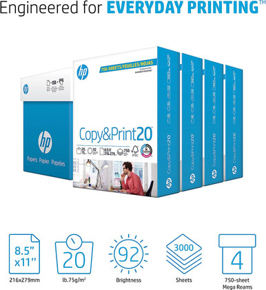 HP Printer Paper | 8.5 x 11 Paper | Copy &Print 20 lb | 4 Bulk Pack ...