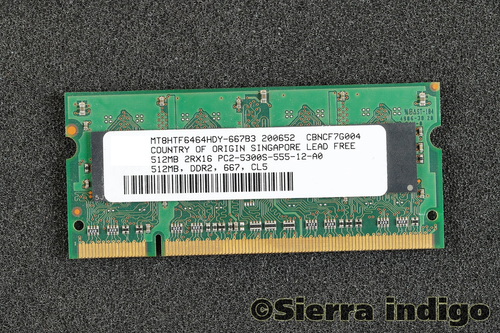 Micron MT8HTF6464HDY-667B3 512MB 2Rx16 PC2-5300S-555-12-AO SODIMM Memory RAM