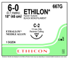 Ethicon ETHILON Suture 667G Size 6-0 18" C-2 Reverse Cutting