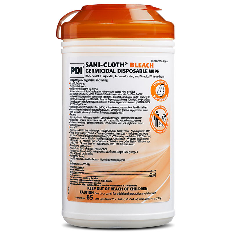 PDI Sani-Cloth Bleach Surface Disinfectant Wipes