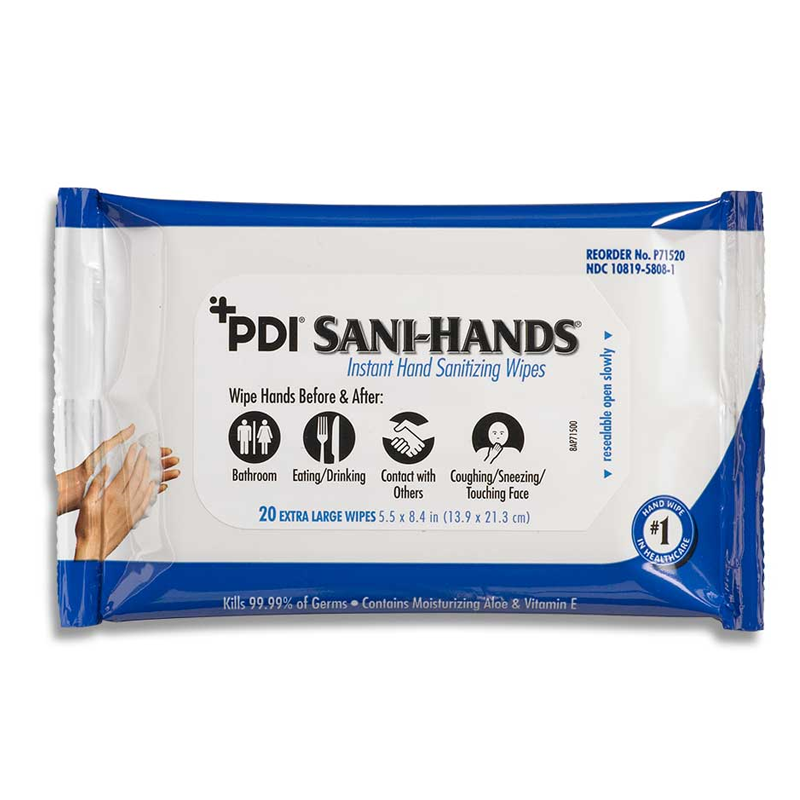 PDI Sani-Hands Instant Hand Sanitizing Wipes-Bedside Pack