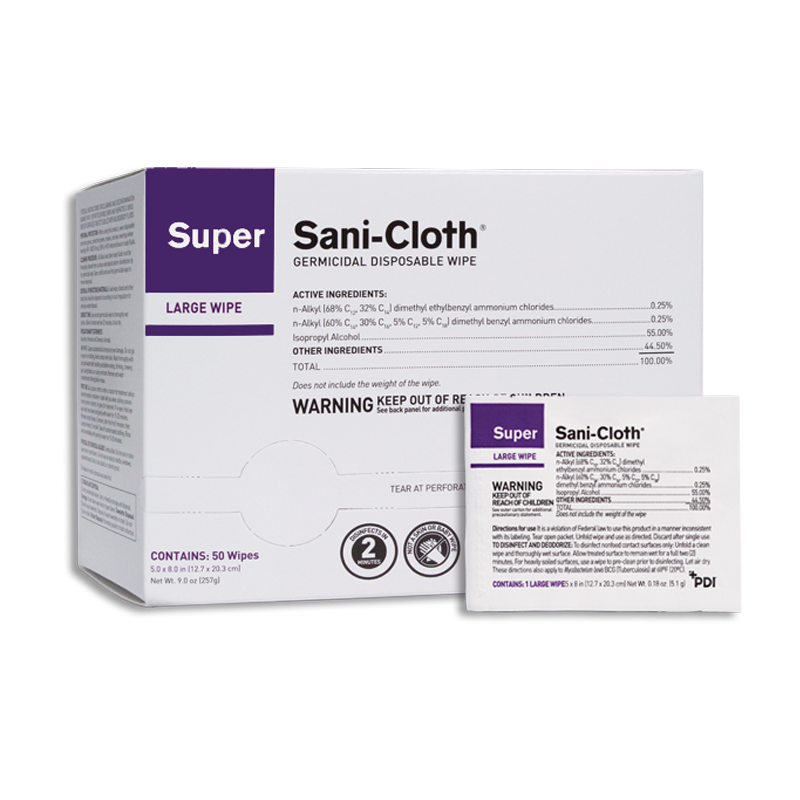 PDI Super Sani-Cloth Surface Disinfectant Germicidal Wipes-Large Packet