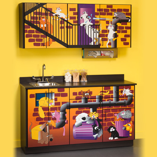 Pediatric Exam Room Alley Cats and Dogs Cabinets