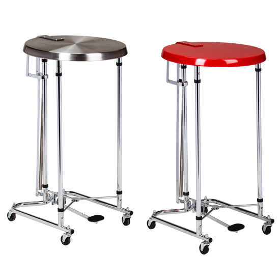 Mobile Round Hamper 18" Round Tilt-Lid Chrome