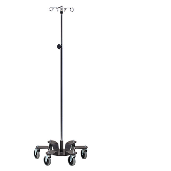 IV Pole/Infusion Pump Stand 6 Leg Heavy Base 4-Hook