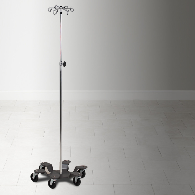 IV Pole/Infusion Pump Stand 6 Leg Heavy Base 6-Hook