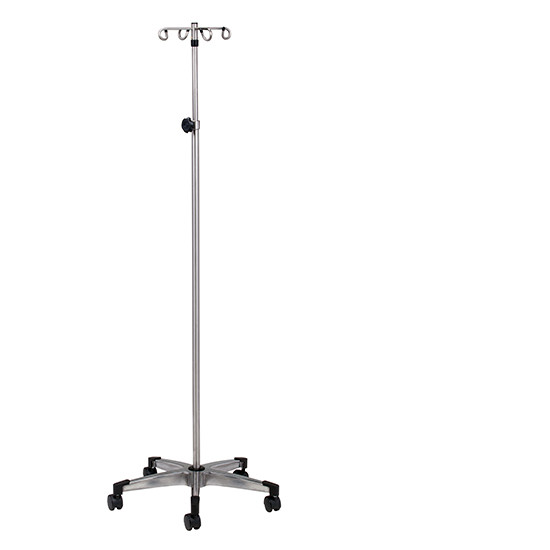 IV Pole 5 Leg Base 4-Hook Stainless Steel