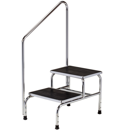 Clinton Two-Step Step Stool With Handrail Chrome T-6850