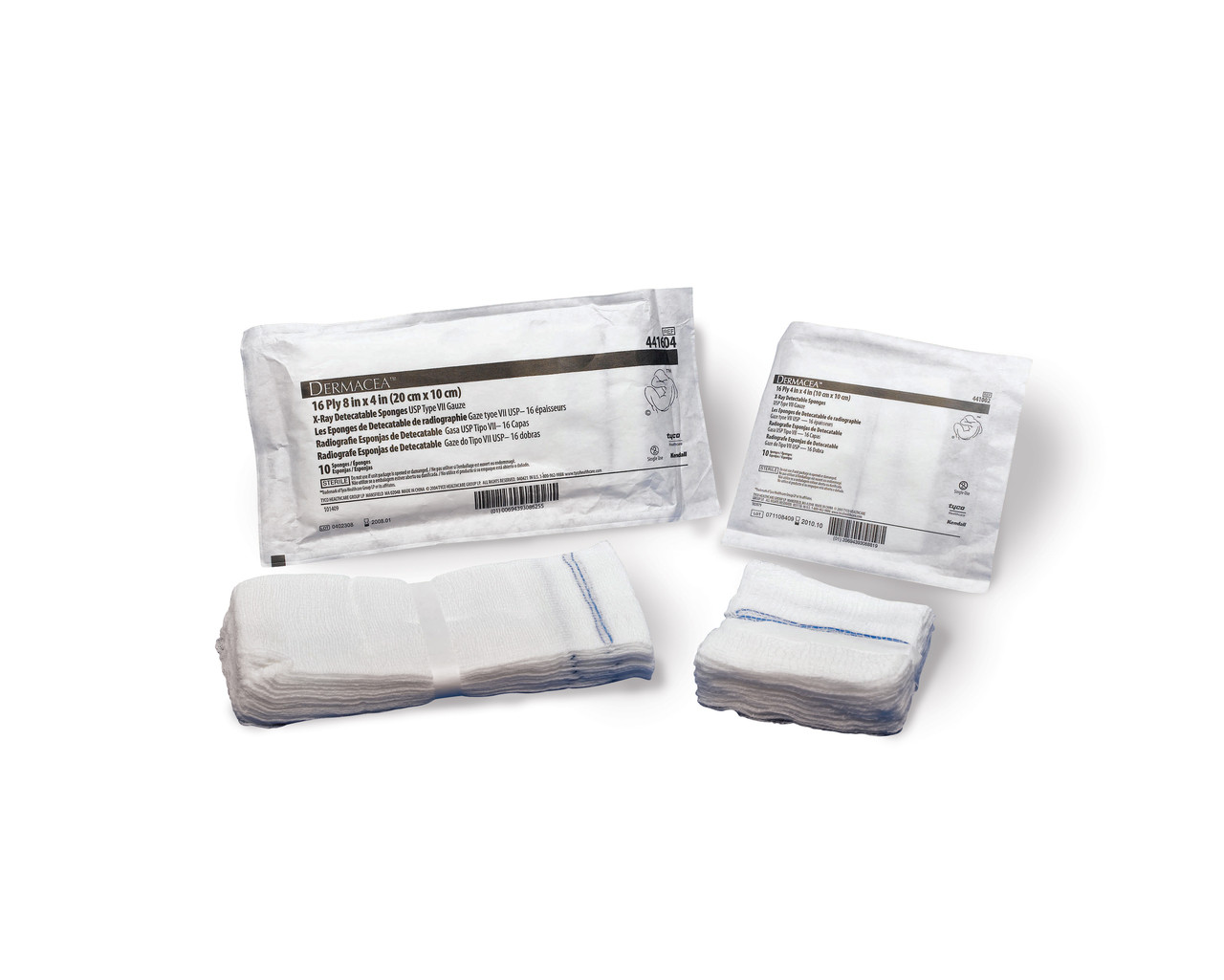 Covidien Dermacea X-Ray Gauze Sponges 16 Ply 4"x4" Sterile 10s Non-Woven 441002