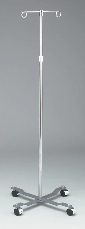 IV Pole Four Leg Base, Casters-2 Hooks (DKL-4353)