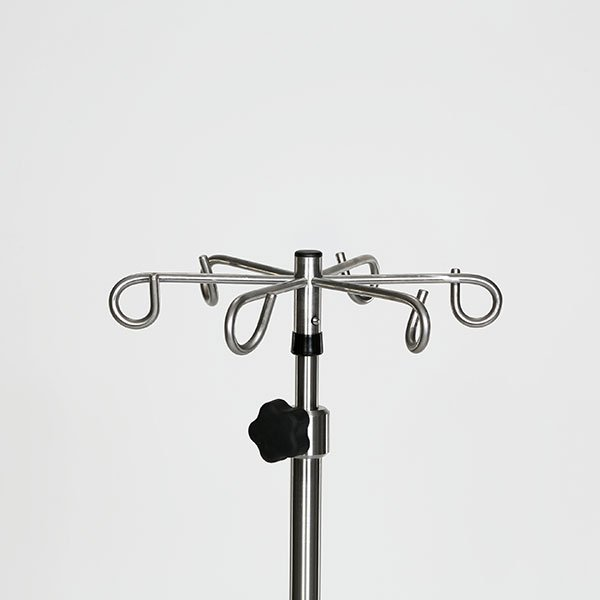 Stainless Steel IV Pole with Five Leg Base