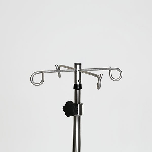 Stainless Steel IV Pole with Six Leg Base