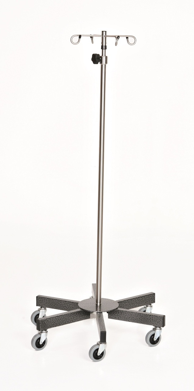 Stainless Steel IV Pole with Six Leg Spider Base