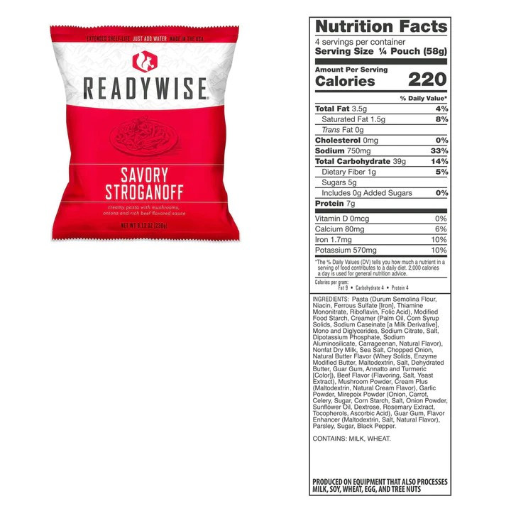 Freeze Dried Emergency Food Supply Ready Grab Bag