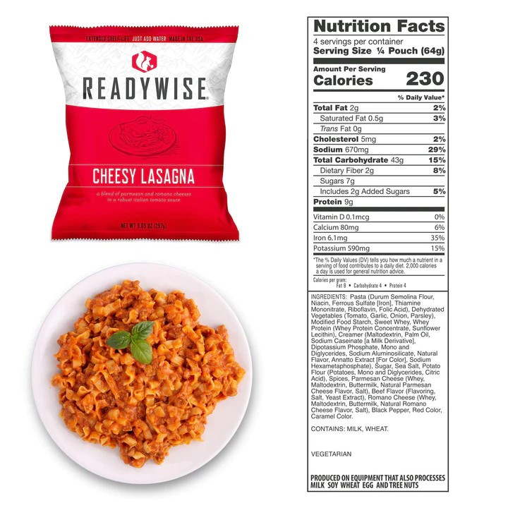 Freeze Dried Emergency Food Long Term Supply 4320 Servings