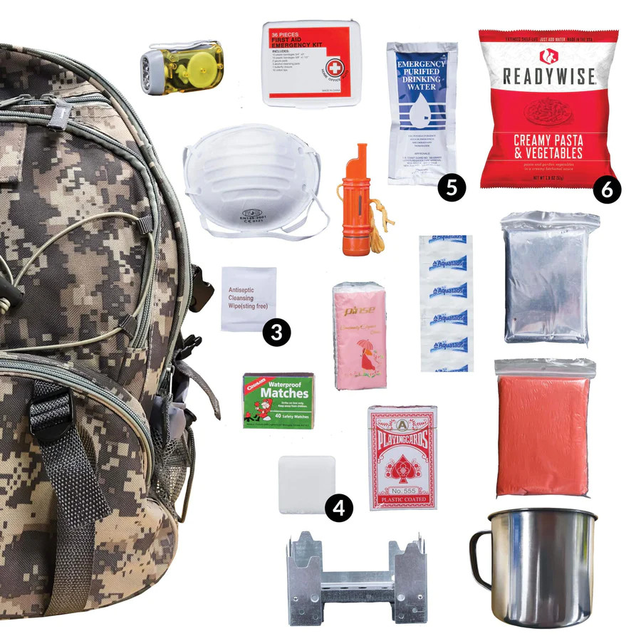 Survival Backpack Camo 64 Piece