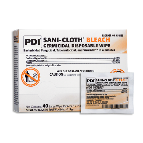 PDI Sani-Cloth Bleach Surface Disinfectant Wipes