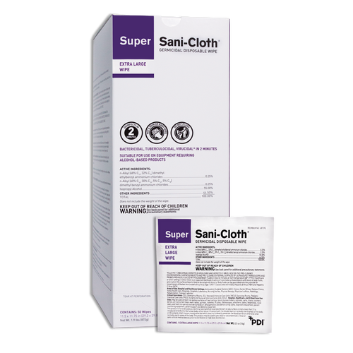 PDI Super Sani-Cloth Surface Disinfectant Germicidal Wipes-XL Packet