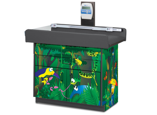 Pedatric Exam Room Scale Table and Cabinet Rainforest Follies