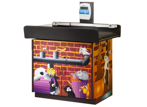 Pedatric Exam Room Scale Table and Cabinet Alley Cats and Dogs