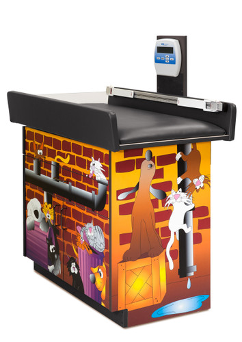 Pedatric Exam Room Scale Table and Cabinet Alley Cats and Dogs