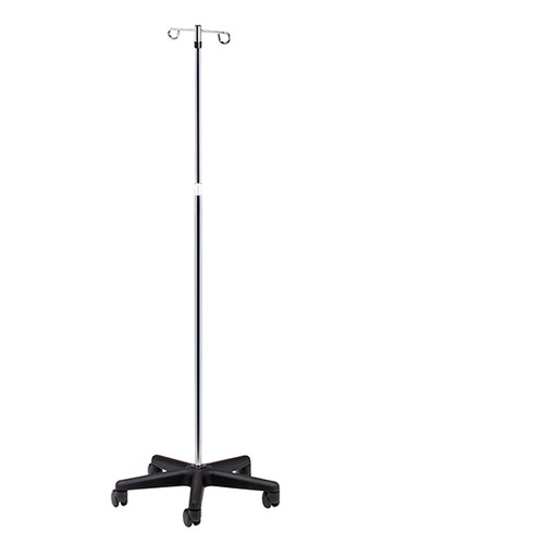 IV Pole 5 Leg Nylon Base 2-Hook Economy