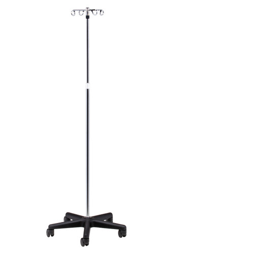 IV Pole 5 Leg Nylon Base 4-Hook Economy