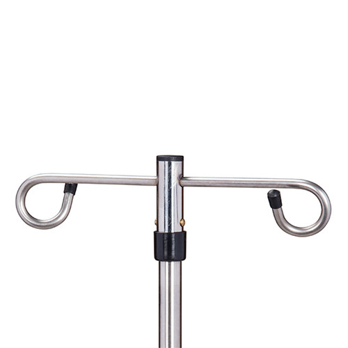 IV Pole 4 Leg Base 2-Hook Economy Stainless Steel