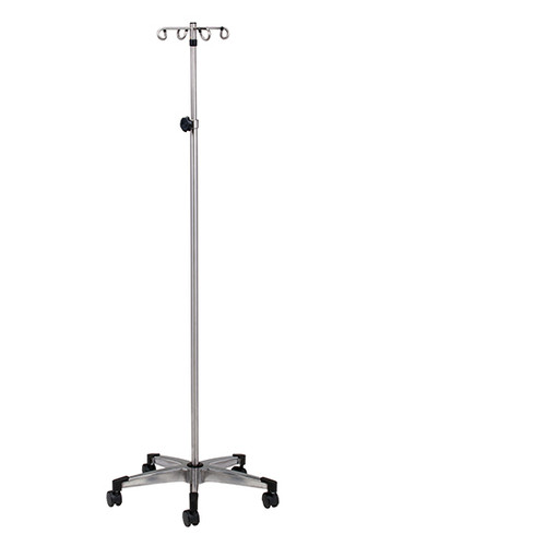 IV Pole 5 Leg Base 4-Hook Stainless Steel
