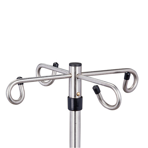 IV Pole 6 Leg Base 4-Hook Stainless Steel Large Base