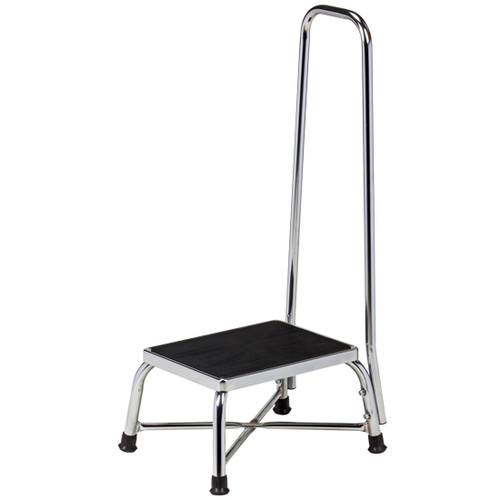 Bariatric Step Stool with Handrail Chrome