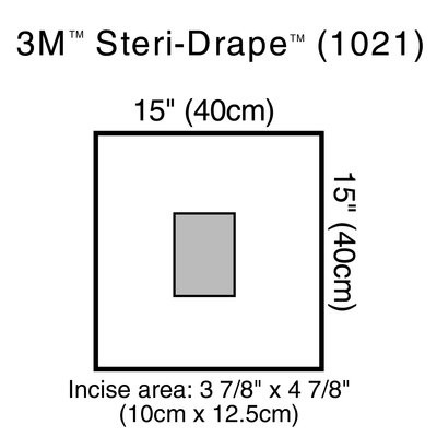 3M Steri-Drape 1021 Small Drape with Incise Film 15"x15"