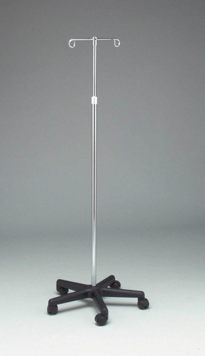 IV Pole Five Leg Base, Casters-2 Hooks
