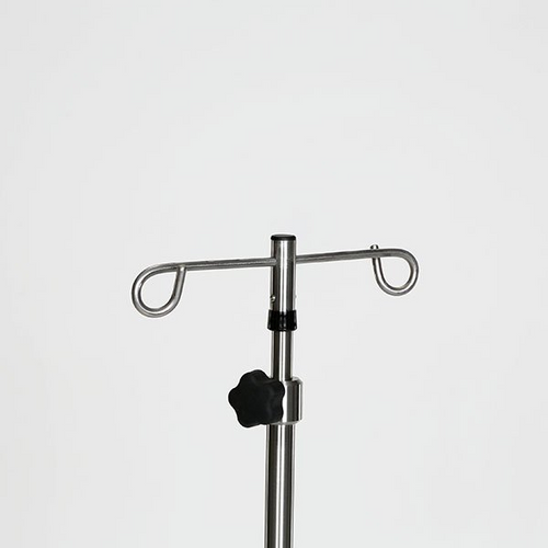 Stainless Steel IV Pole with Five Leg Base