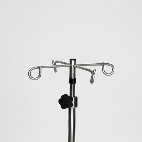 Stainless Steel IV Pole with Five Leg Base