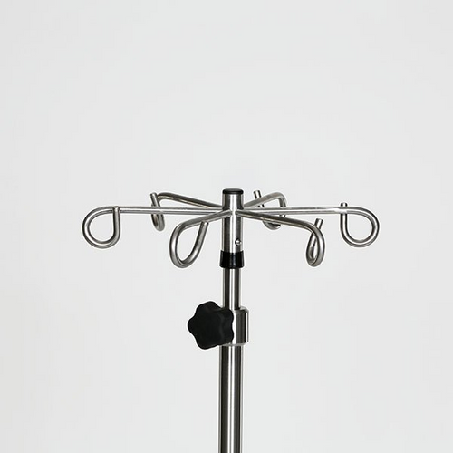 Stainless Steel IV Pole with Six Leg Base