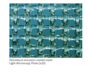 Petrolatum emulsion coated mesh: (Light Microscopy Photo (x20)