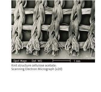 Knit structure cellulose acetate: (Scanning Electron Micrograph (x20)