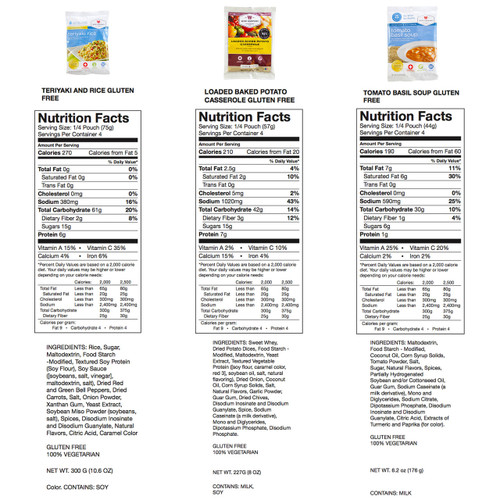 Wise Gluten Free Emergency Entree-Freeze Dried-84 Servings-Nutrition