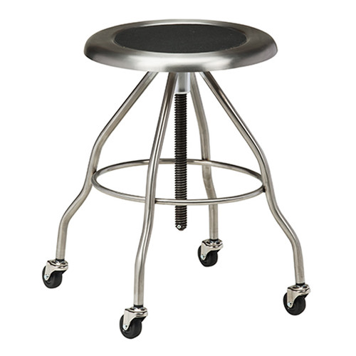 Mobile Stool Stainless Steel Seat Screw Height Adjustment