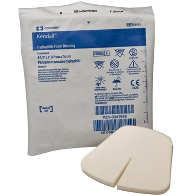Covidien Kendall Hydrophilic Foam Dressing Fenestrated 3.5" x 3" 55535