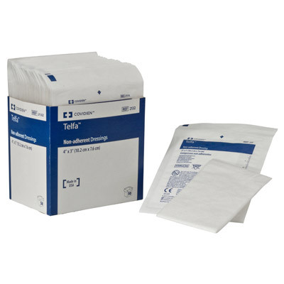 Covidien Telfa Ouchless Non-Adherent Dressings Sterile 1s Perforated Carton