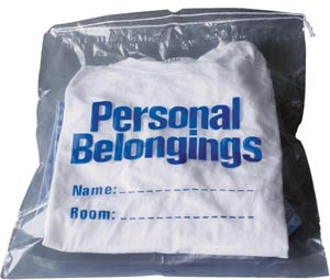 Personal Belongings Bag with Drawstring 17"x20" Clear