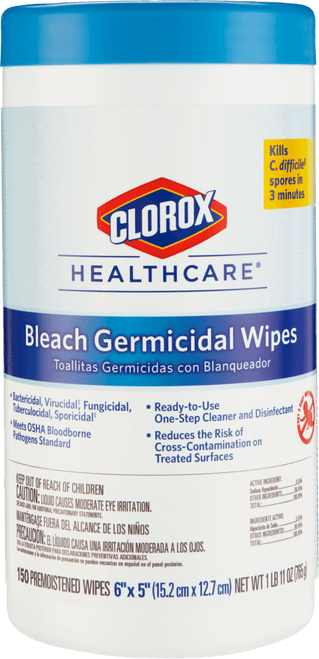 Clorox Healthcare Bleach Germicidal Wipes 6x5