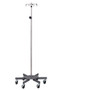 IV Pole 6 Leg Base 4-Hook Stainless Steel Large Base