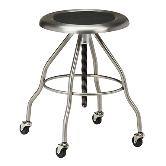 Mobile Stool Stainless Steel Seat Screw Height Adjustment