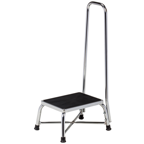 Bariatric Step Stool with Handrail Chrome