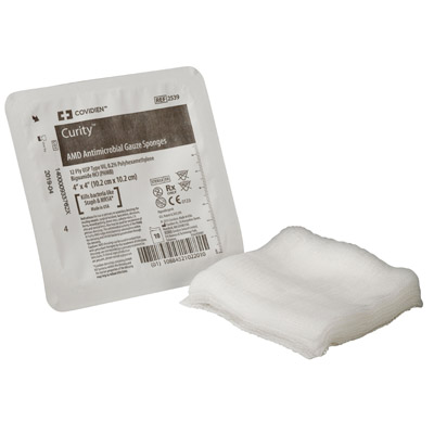 Covidien Curity AMD Antimicrobial Gauze Sponges Type VII Sterile 10s